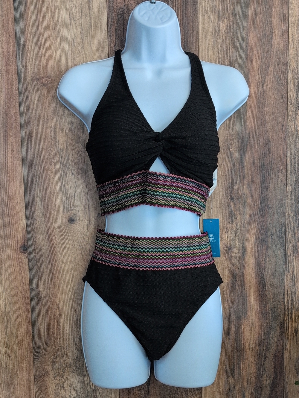 Cupshe Twist Front Keyhole High Waisted Bikini Swimsuit S   NWT     628A